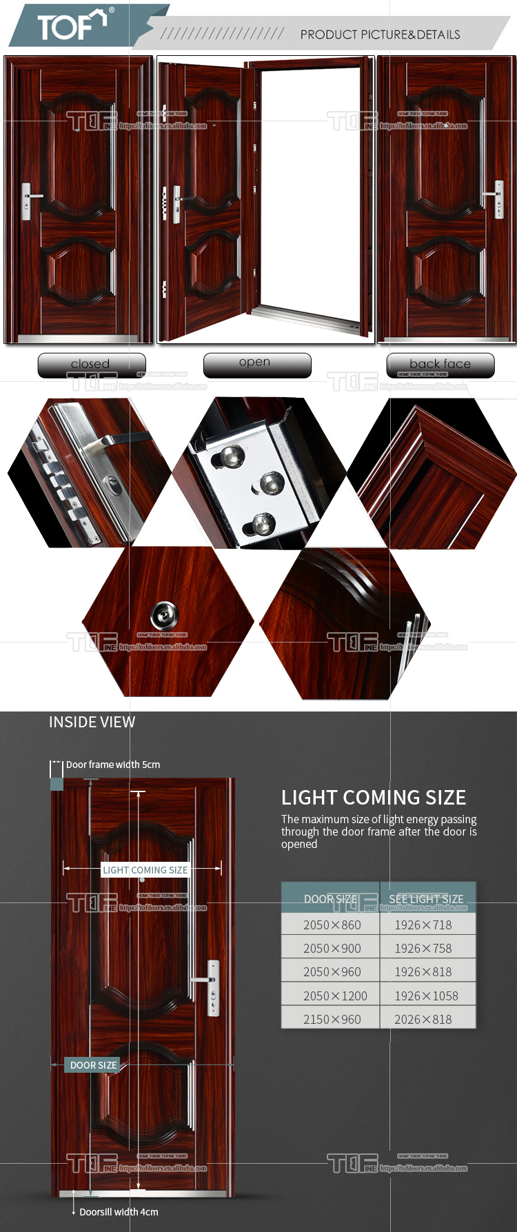 Anti-theft Modern Home Interior Front Door Design 2020 with Easy installation Adjustable hinge