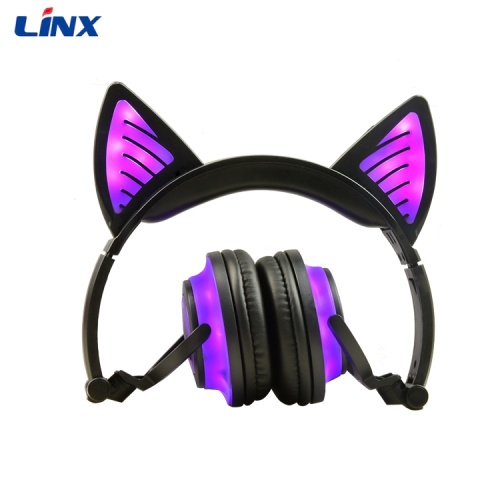 Holiday gifts children cat ear headphone with LED