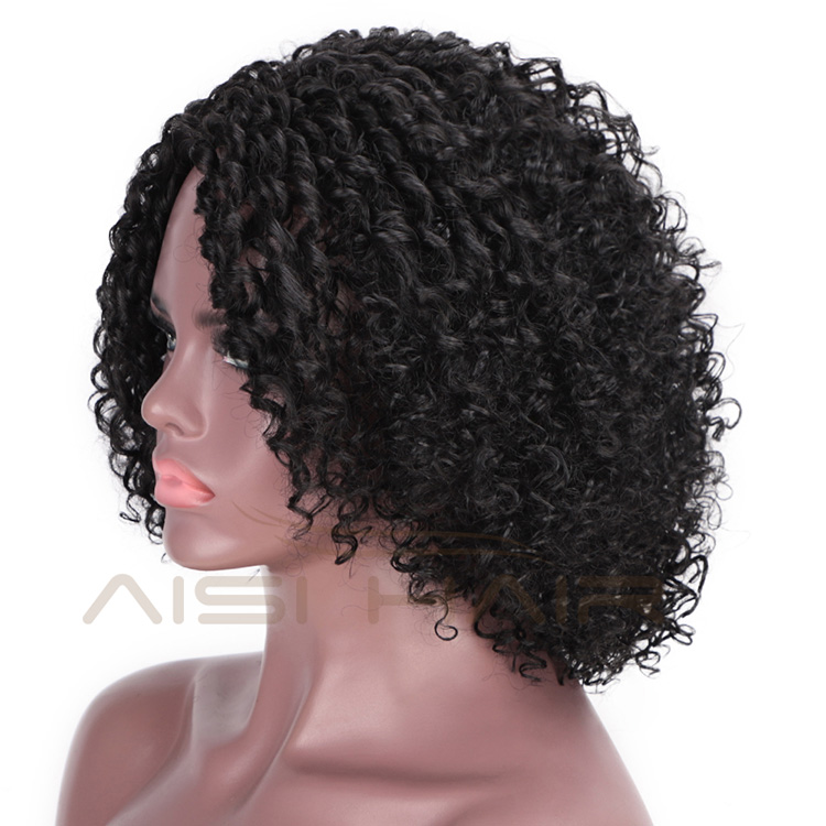 Aisi Hair Black Afro Curly Wigs for Women Side Part Synthetic Short Hair Wig Heat Resistant Fiber Wigs for Africans