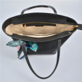 Black tote bag with long handles