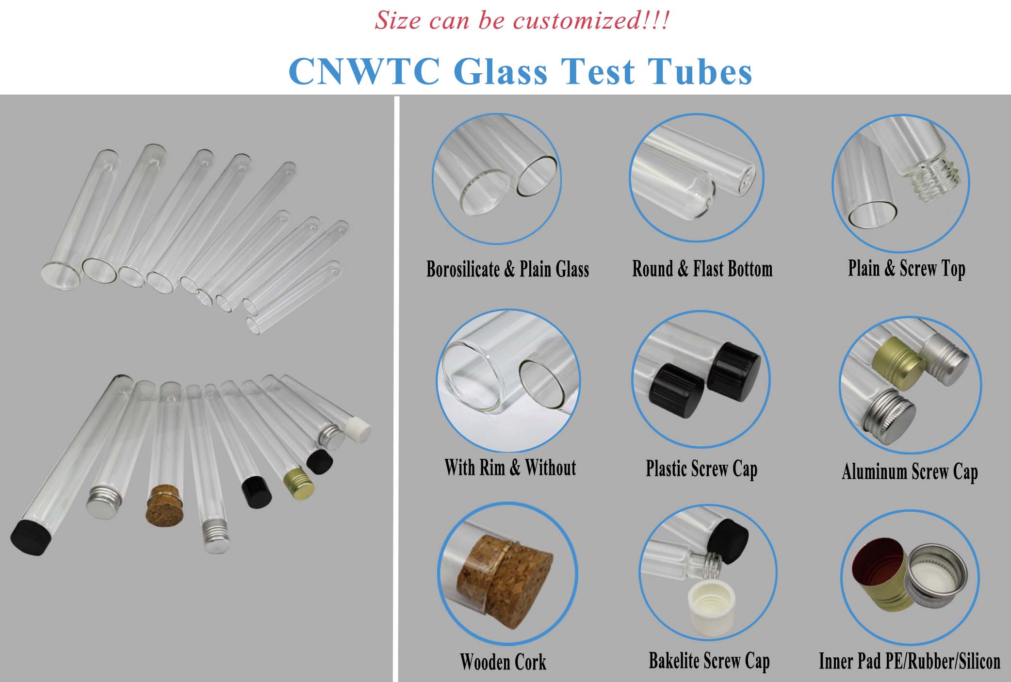 15x100 glass test tube with plastic black cap