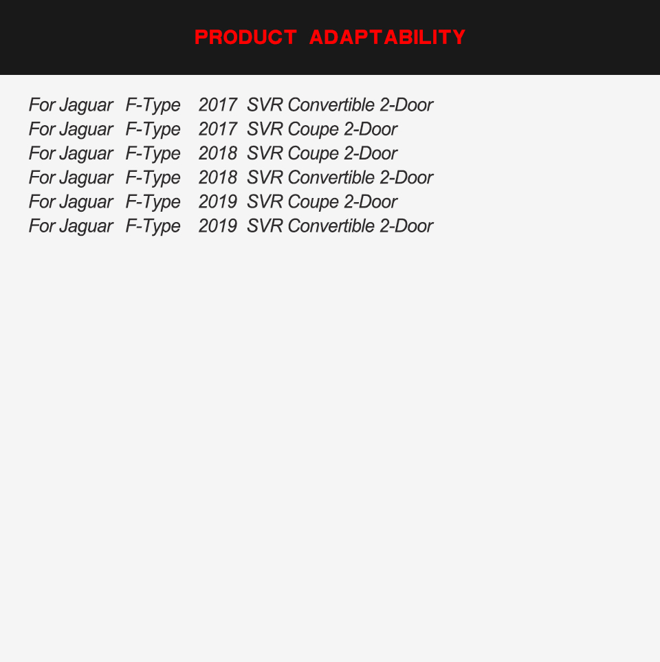 Carbon Fiber Front Bumper Splitter Air Vent Fins for Jaguar F-Type SVR 2-Door 2018-2019