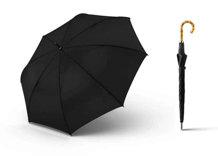 Luxury Men Big Size Long Handle Advertising Straight Umbrella with Special Design Bamboo Handle