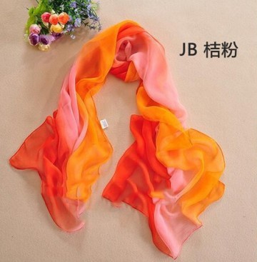 2354jb5 gradual change color soft light thin polyester chiffon scarf