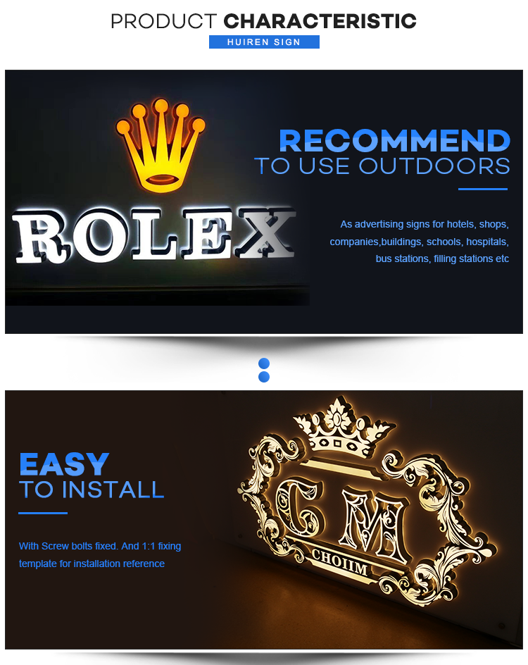 Custom Best Design Rimless LED advertising Company Names Sign Channel Letter