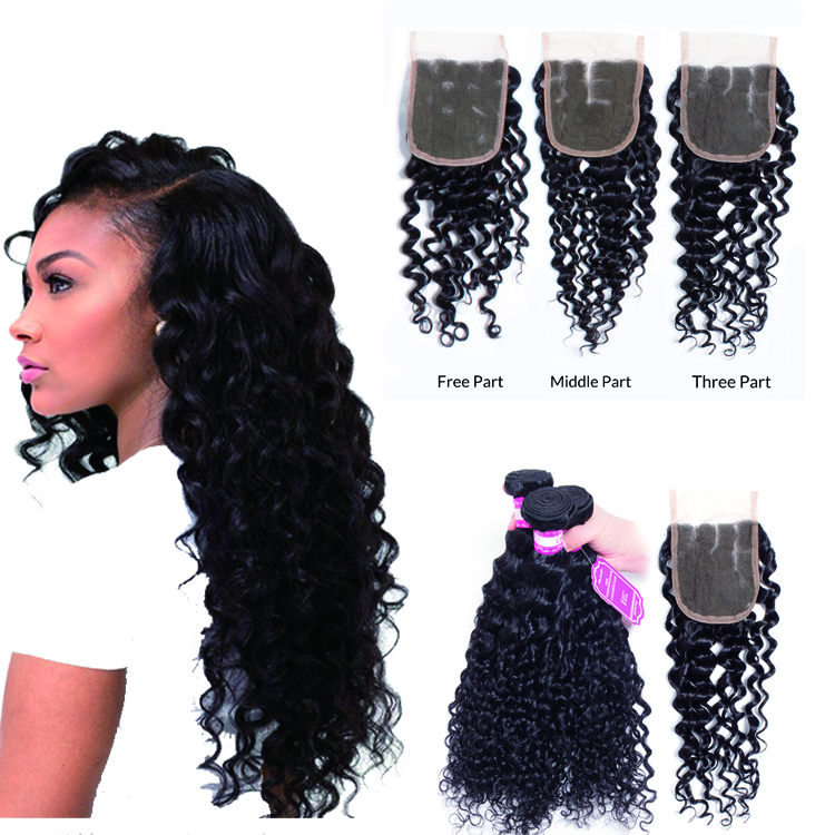 Lace Frontal Closure for full head Spanish curly 100% virgin Remy Peruvian human hair weaving