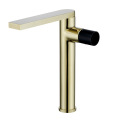 Artistic brass hot and cold water basin faucet