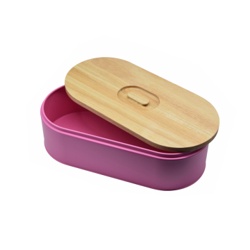 Bread Box Bamboo Lid Stainless Steel Bread Bin