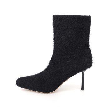 Warm Woolen High-Heel Ankle Boots