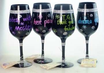 colored stem wine glass Black Wine glass