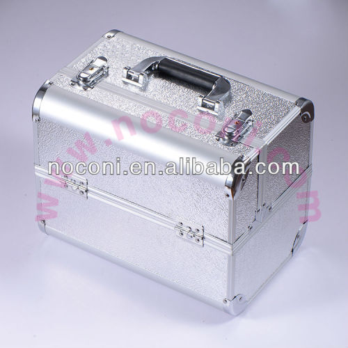 2014 noconi new fashion aluminum make up case white gold travel case/fashion beauty case