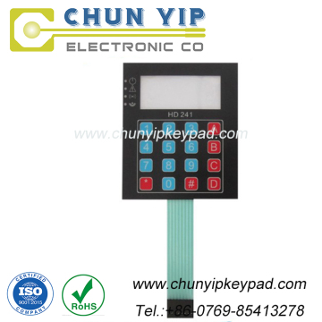 16 keys waterproof membrane switch with tactile buttons