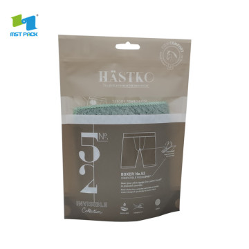 transparent compostable plastic packaging bag with logo for underwear