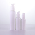 Opal white round glass bottle with white pump