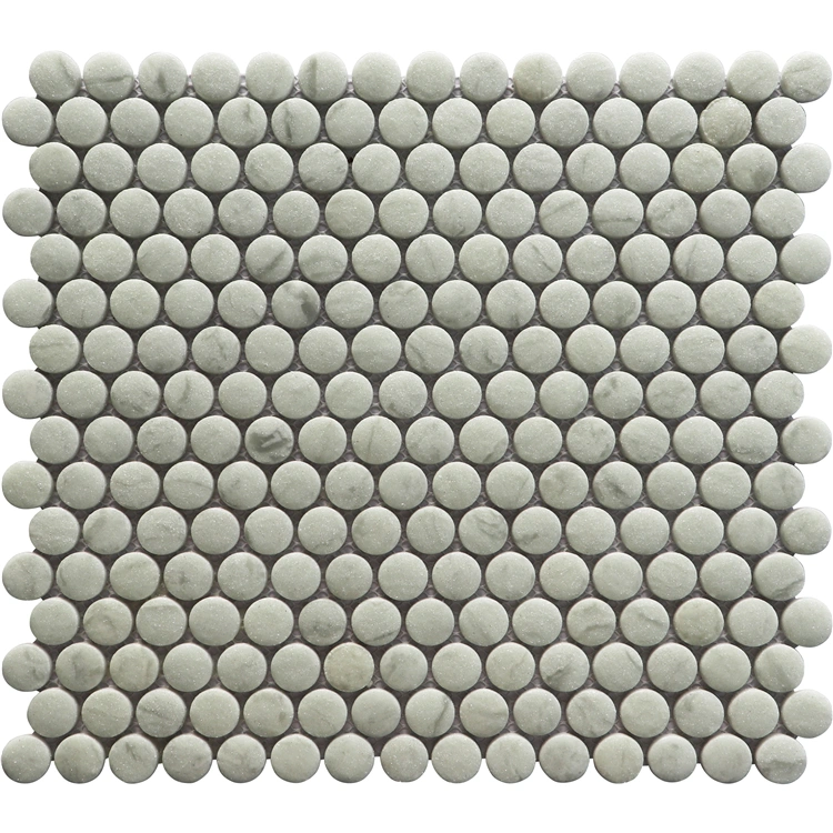 Grey Round Mosaic Tile Full Body Glass Mosaic for Wall Outdoor