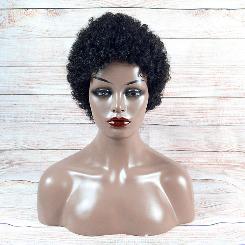 Fashion wholesale human machine made non lace human hair wigs, no chemical hair short afro wig