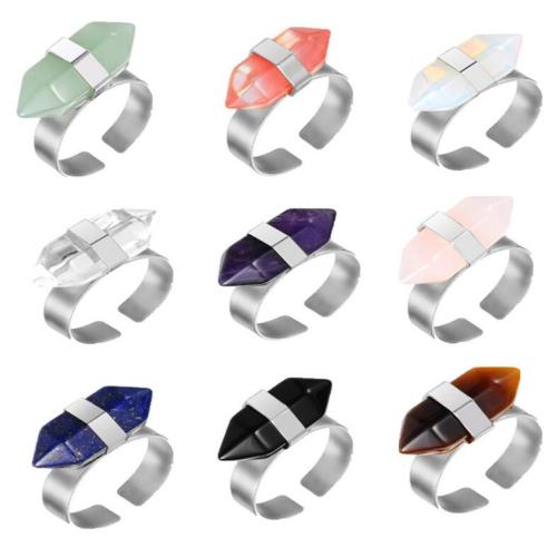 Plated Silver Natural Hexagonal Prism Gemstone Beads engagement rings for women