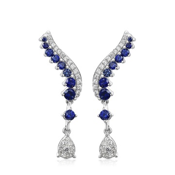 New Arrival: Wing Design Lab-Created Sapphire Drop Earrings with 925 Sterling Silver and Blue Sapphire Stud Earrings