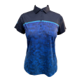 Ladies knit digital print short sleeve polo shirt