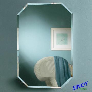 clear wave shaped unframed bathroom silver mirror