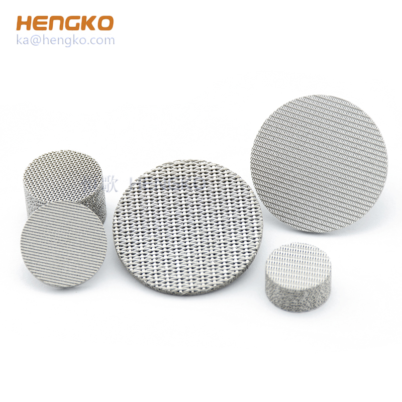 Sintered porous metal filter disc, cup, tube, plate and other assemblies for particles removal and flow control