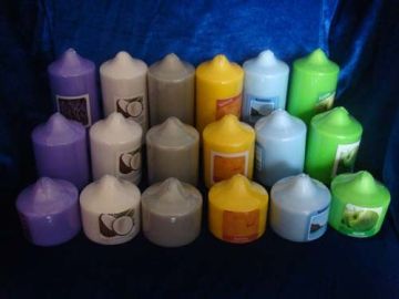 color pressed pillar candle