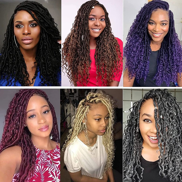 julianan Hair  18inch 85g Synthetic  River wave Faux Locs Crochet Braids river locs crochet goddess faux locs braid