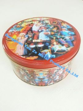 Colorful Painting Tin Candy Containers Tinplate Box With Cover / Lid