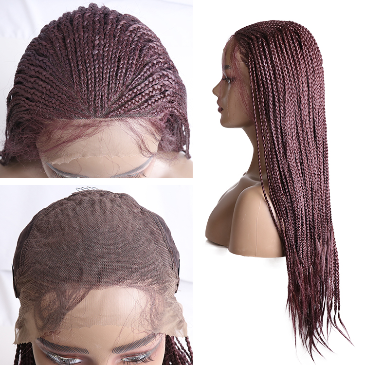 Julianna 13*5 26 Inch Wholesale Hot Sale Deep Part Synthetic Hair Lace Frontal Cornrow Box Braid Wig For Black Woman