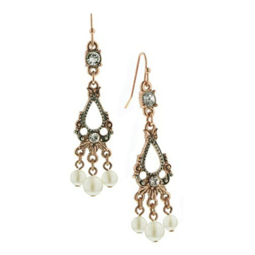 Women drop earring with pearl CZ diamond drop earring