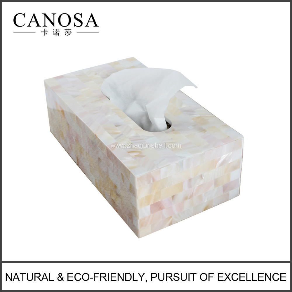 Good Quality River Shell and Resin Tissue Box
