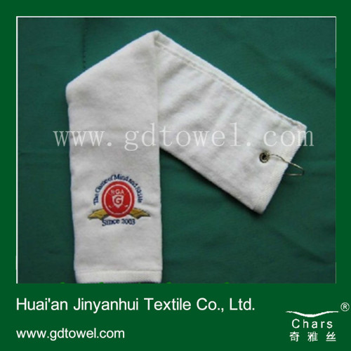 Cotton White Golf Towel with Embroidery Logo Sport Towel Sweat Absorbent Towel- Best Sale