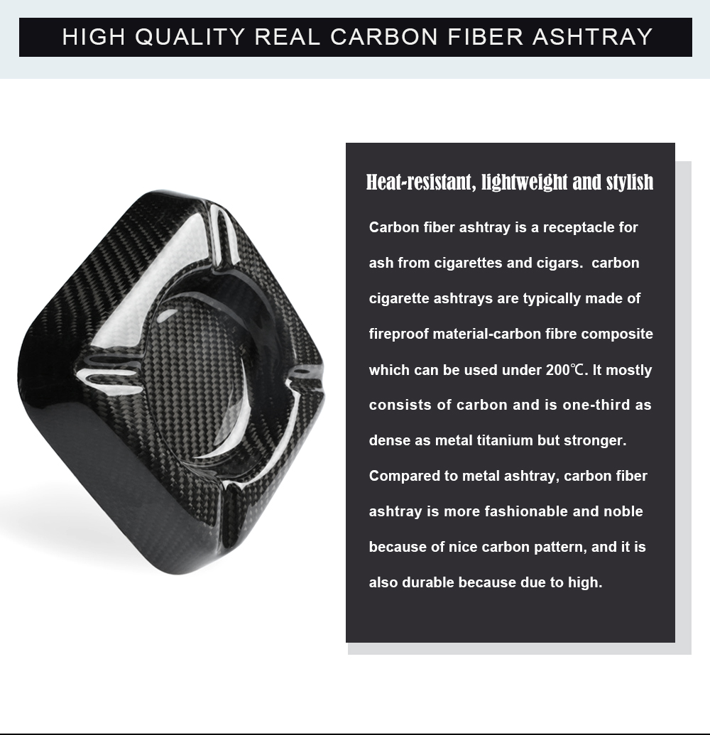 2021 Luxury Gift Accessories Dry Carbon Fiber Cigar Ashtray Pocket Square Custom Logo