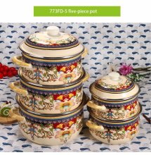 High Quality Kitchenware 5 PCS Enamel Cooking Cassrole Set with Cover