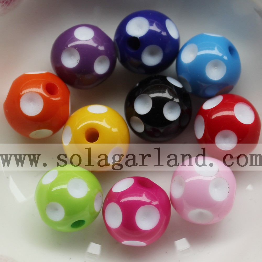 Wholesale 12-24MM Resin Polka Dot Beads Plastic Round Beads 