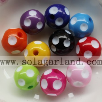 Wholesale 12-24MM Resin Polka Dot Beads Plastic Round Beads