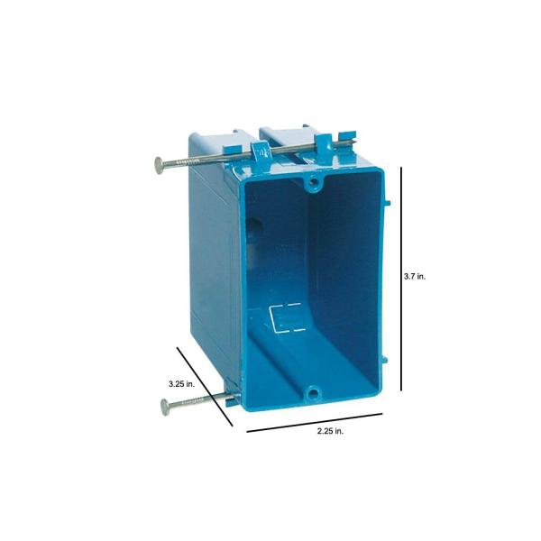 1-Gang 20 cu. in. Blue PVC Old Work Electrical Switch and Outlet Box B118A New Work single gang receptacle box surface mount