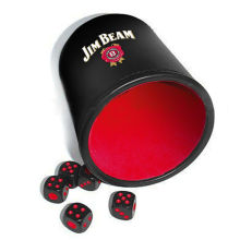 Leather dice cup with custom logo engraved