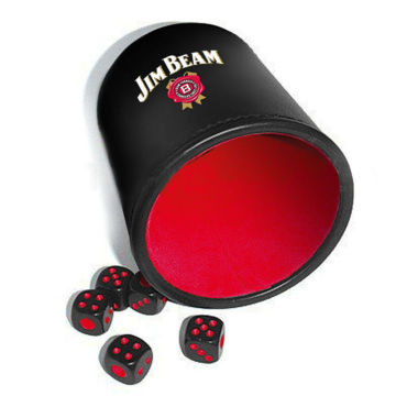 Leather dice cup with custom logo engraved