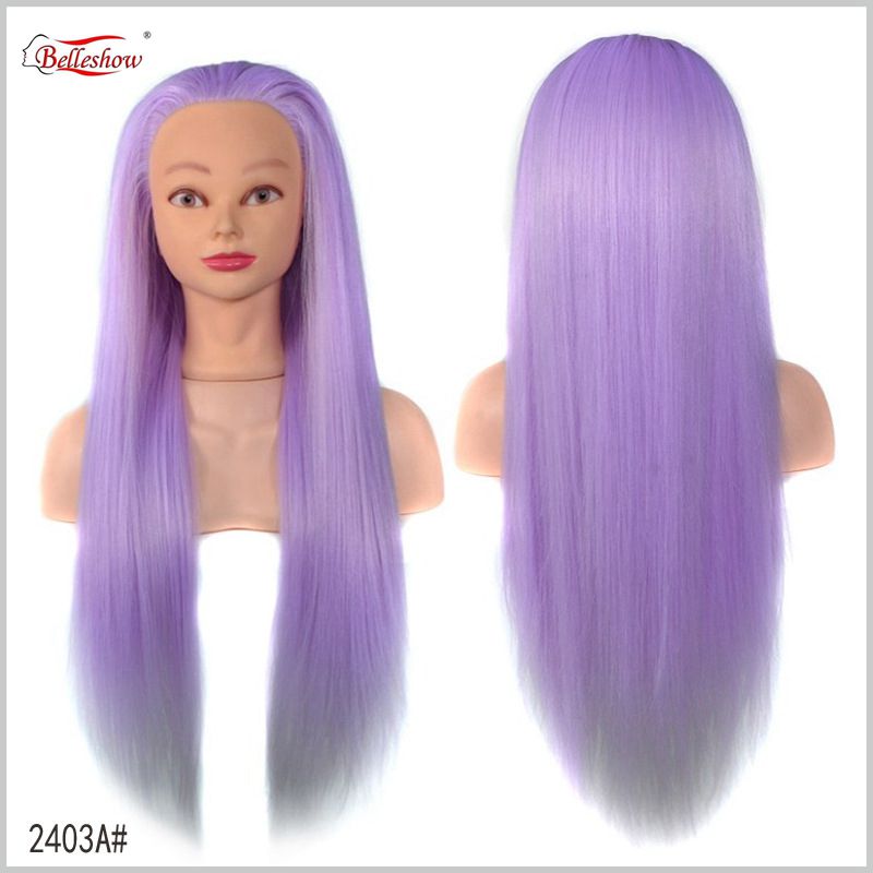 Hot sell wholesale cheap light purple corn whisker wig model head synthetic wig head model Make-up head model