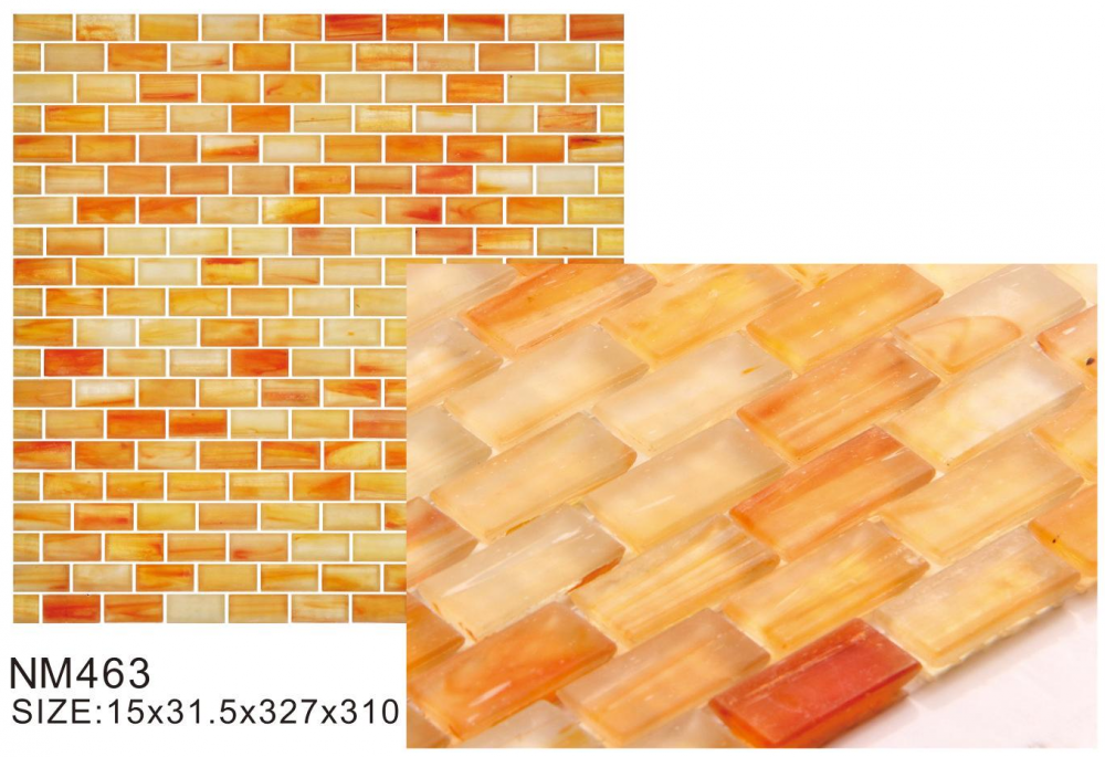 Carreaux de mosaïque en verre givré moderne orange vif