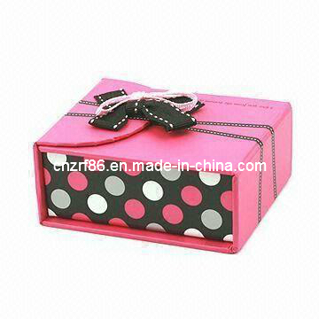 Pink Paper Bowknot Ribbon Rigid Gift Packaging Box (PGB-026)