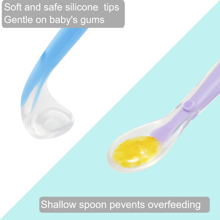 Yuming Factory Colorful Soft Baby Training Spoon Silicone Baby Feeding Spoon