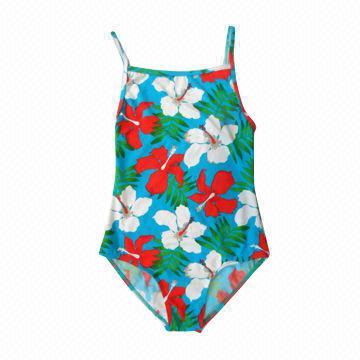Girl's swimsuit, full flower print, simple but beautiful