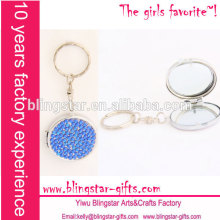 round beaded crystal keychain with mirror