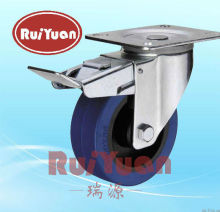 Elastic rubber double brake industrial casters wheels