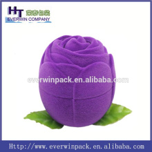 wholesale factory price rose shape flocking engagement ring case