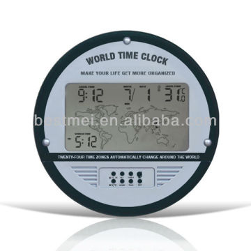 practical large LCD world time desk clock