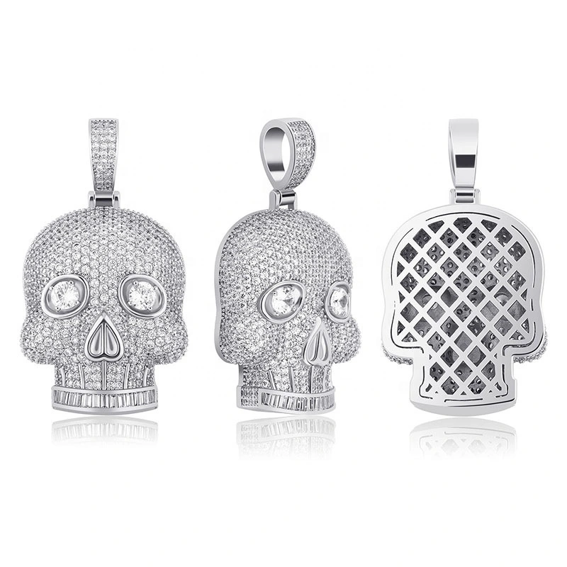 New Skull Pendant Necklace Gold Color Tennis Chain High Quality Ice Micro Pave Cubic Zirconia Hip Hop Fashion Necklace Jewellery