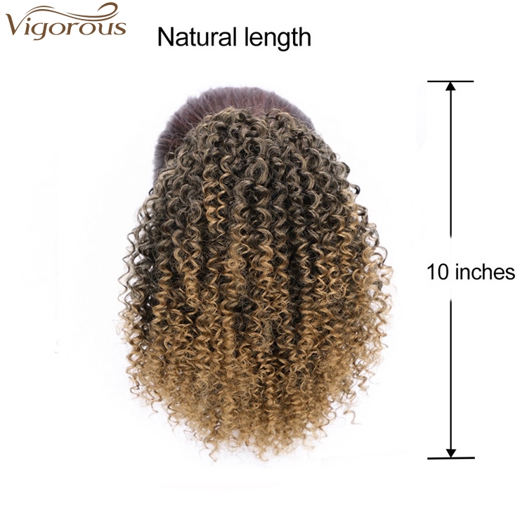 Vigorous Messy Hairpieces Afro Kinky Curly Hair Extension for Women Synthetic Short Drawstring Ponytail Hairpiece